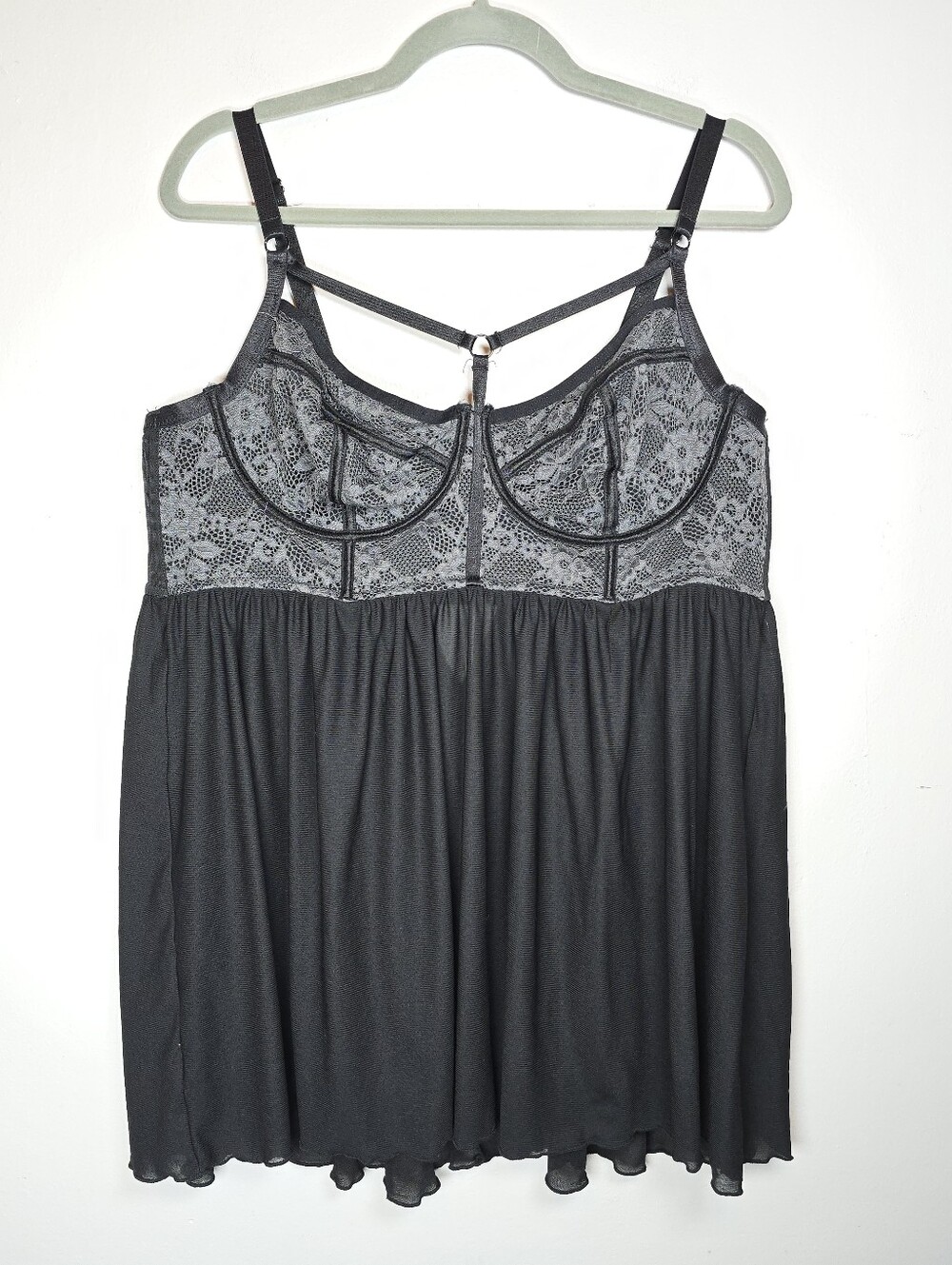 Torrid Women's Black Floral Laced Babydoll Slip Dress Lingerie Dark Romance 2X